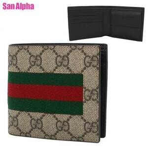 Gucci GG Supreme Weing Line Bifold Wallet Coin Beige Tan Multicolor